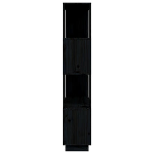 Bokhylla/Rumsavdelare svart 80x25x132 cm massiv furu