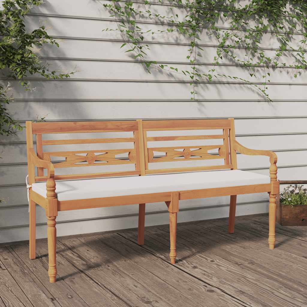 Bataviabänk med dyna 150 cm massiv teak