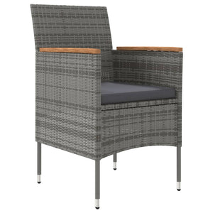 Matgrupp för trädgården med dynor 7 delar grå och svart