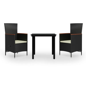 Matgrupp för trädgården med dynor 3 delar svart