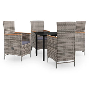 Matgrupp för trädgården med dynor 5 delar grå
