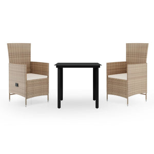 Matgrupp för trädgården med dynor 3 delar beige