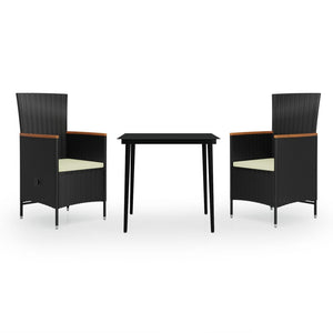 Matgrupp för trädgården med dynor 3 delar svart