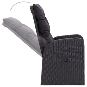 Matgrupp för trädgården med dynor 3 delar svart