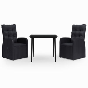 Matgrupp för trädgården med dynor 3 delar svart