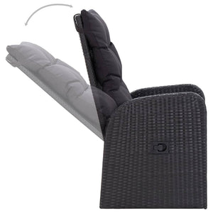 Matgrupp för trädgården med dynor 3 delar svart