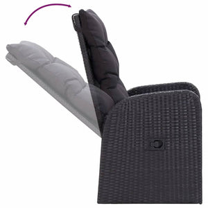 Matgrupp för trädgården med dynor 7 delar svart