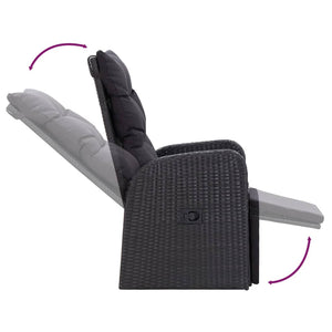 Matgrupp för trädgården med dynor 7 delar svart