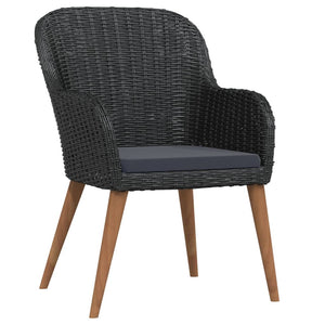 Matgrupp för trädgården med dynor 9 delar svart