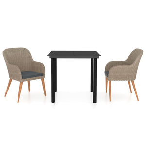 Matgrupp för trädgården med dynor 3 delar brun