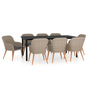 Matgrupp för trädgården med dynor 9 delar brun