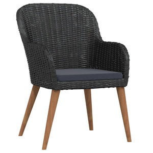 Matgrupp för trädgården med dynor 5 delar svart