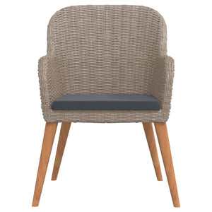 Matgrupp för trädgården med dynor 7 delar brun