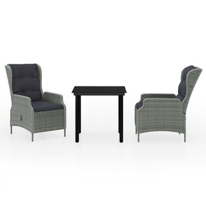 Matgrupp för trädgården 3 delar ljusgrå