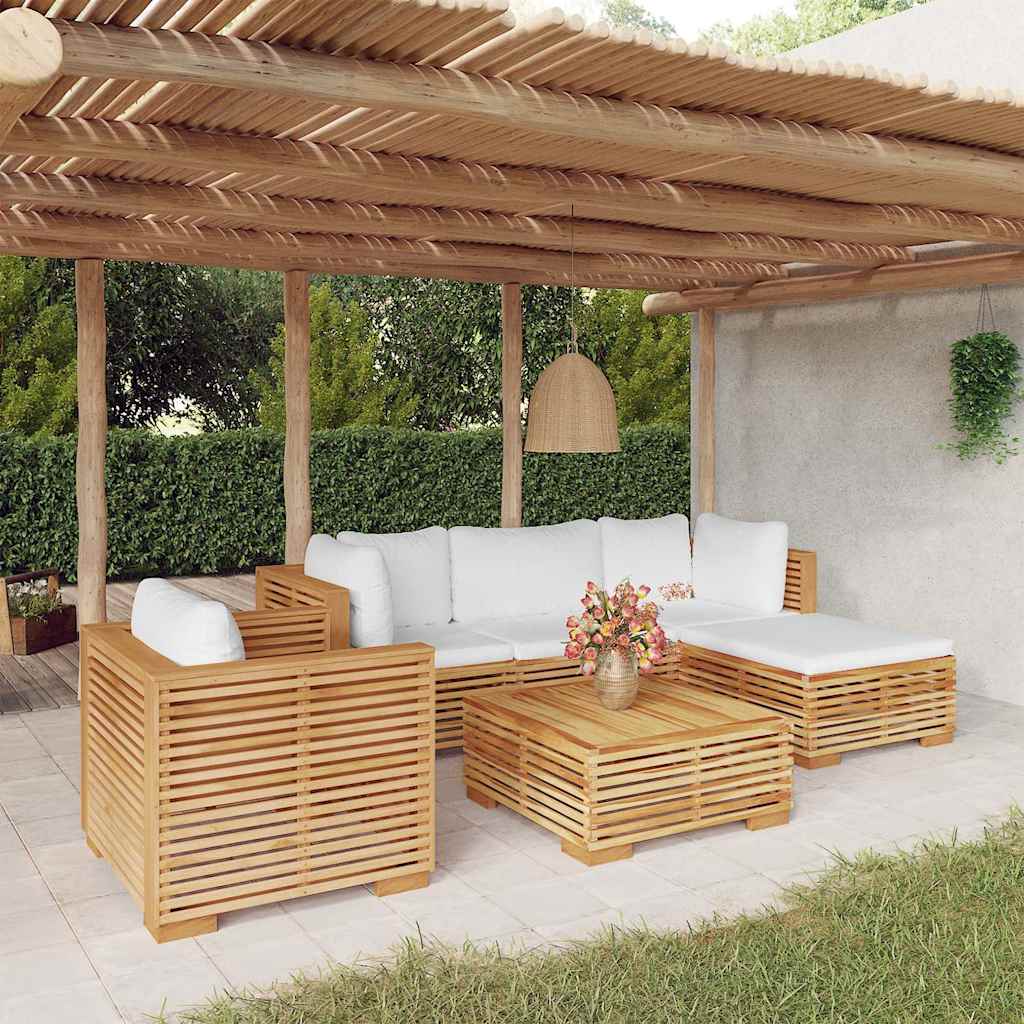 Loungegrupp för trädgården med dynor 6 delar massiv teak