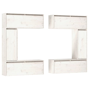 Tv-bänk 6 st vit massiv furu