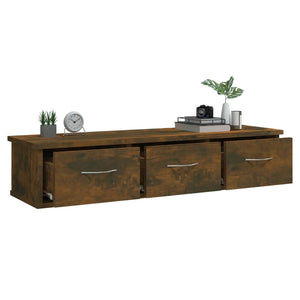 Väggskåp rökfärgad ek 88x26x18,5 cm konstruerat trä