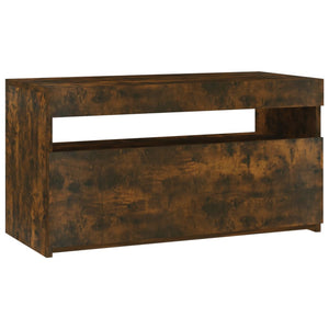 Tv-bänk med LED-belysning rökfärgad ek 75x35x40 cm