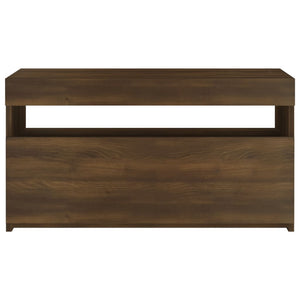 Tv-bänk med LED-belysning brun ek 75x35x40 cm