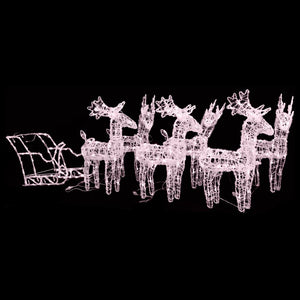 Juldekoration renar och släde 320 lysdioder akryl