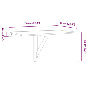 Väggbord rökfärgad ek 100x60x56 cm konstruerat trä