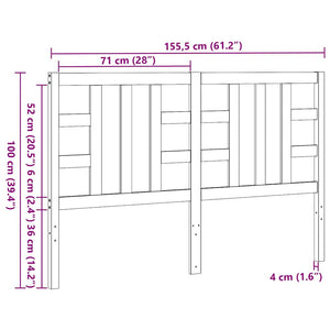Sänggavel svart 146x4x100 cm massiv furu