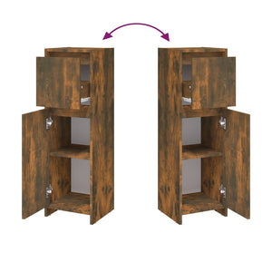 Badrumsskåp rökfärgad ek 30x30x95 cm konstruerat trä