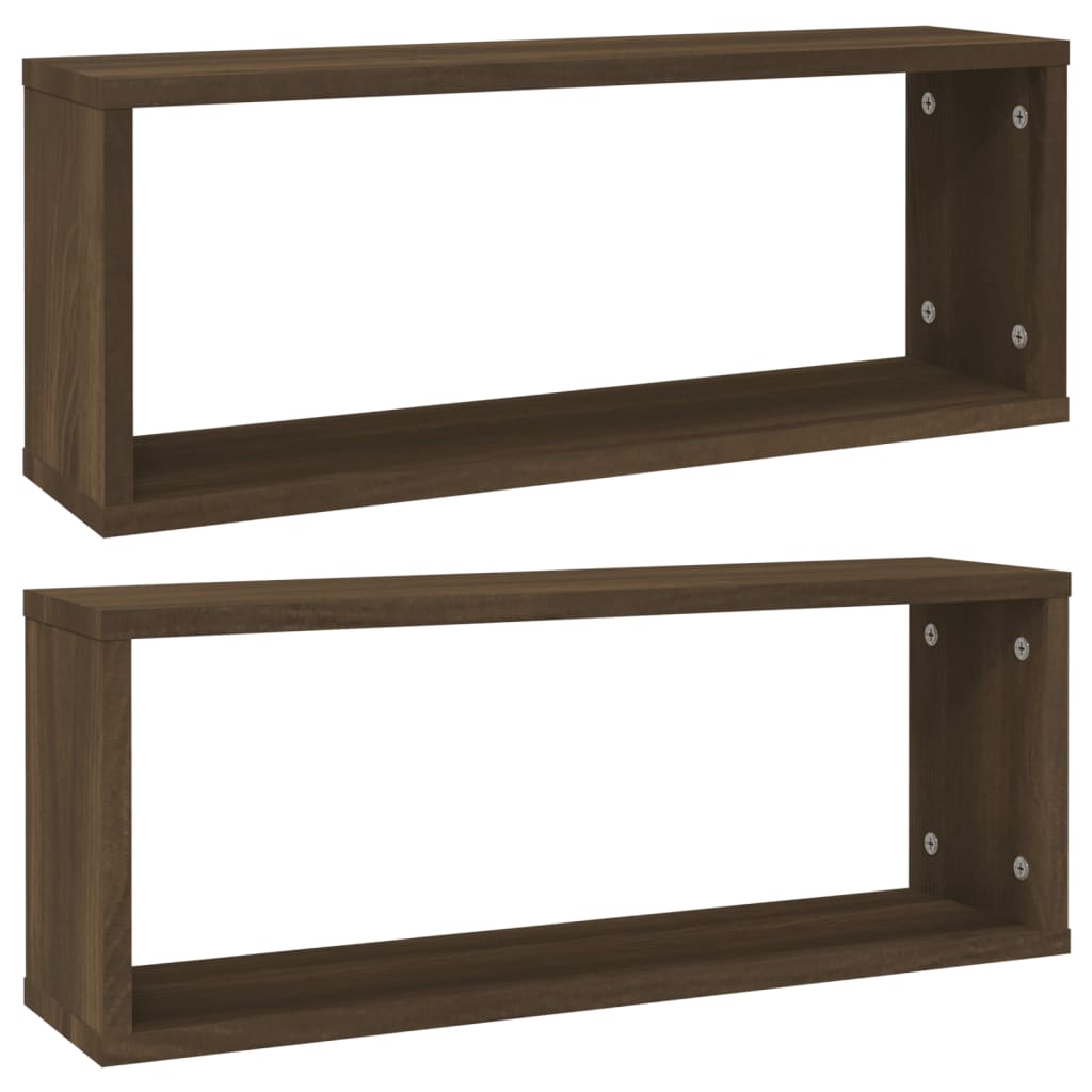 Vägghyllor 2 st brun ek 60x15x23 cm konstruerat trä