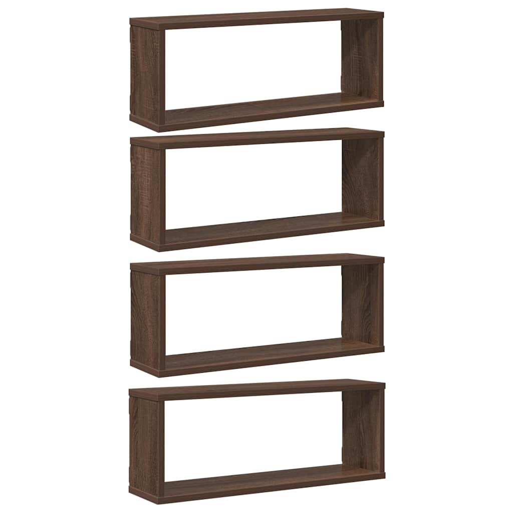 Vägghyllor 4 st brun ek 60x15x23 cm konstruerat trä
