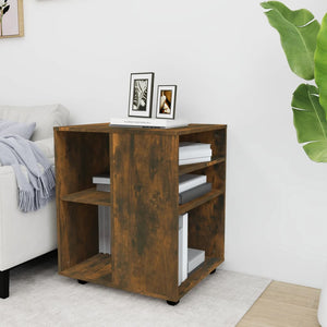 Skåp med hjul rökfärgad ek 60x53x72 cm konstruerat trä