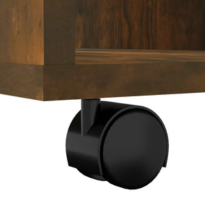 Skåp med hjul rökfärgad ek 60x53x72 cm konstruerat trä