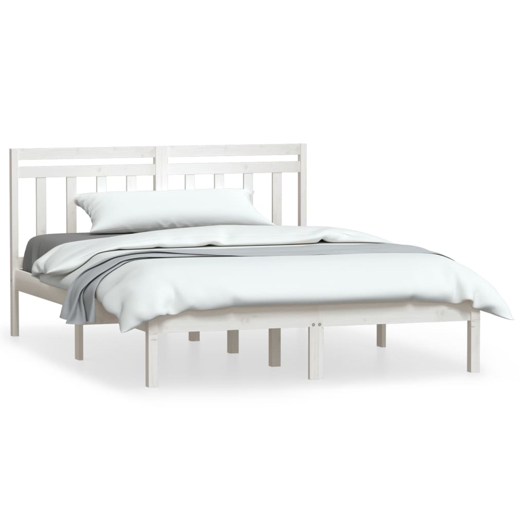 Sängram massiv furu 135x190 cm vit