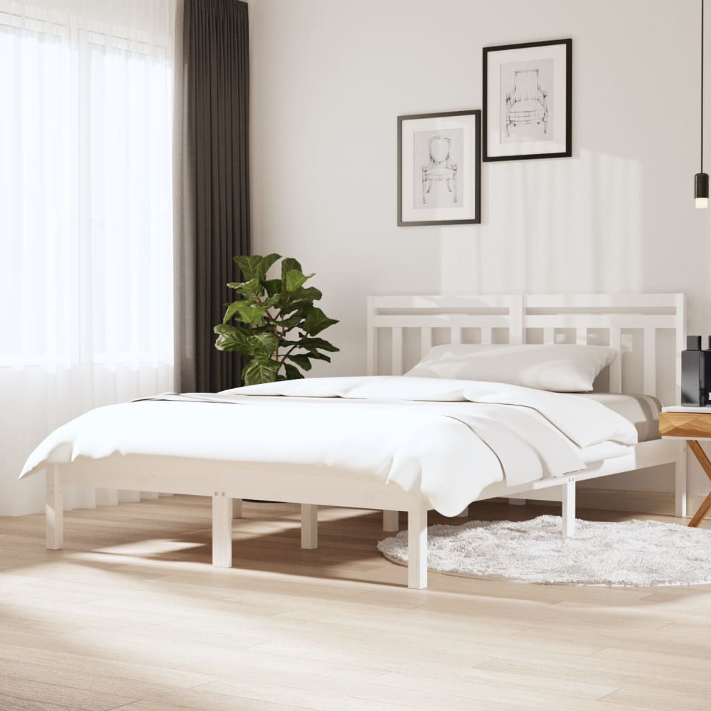 Sängram massiv furu 135x190 cm vit