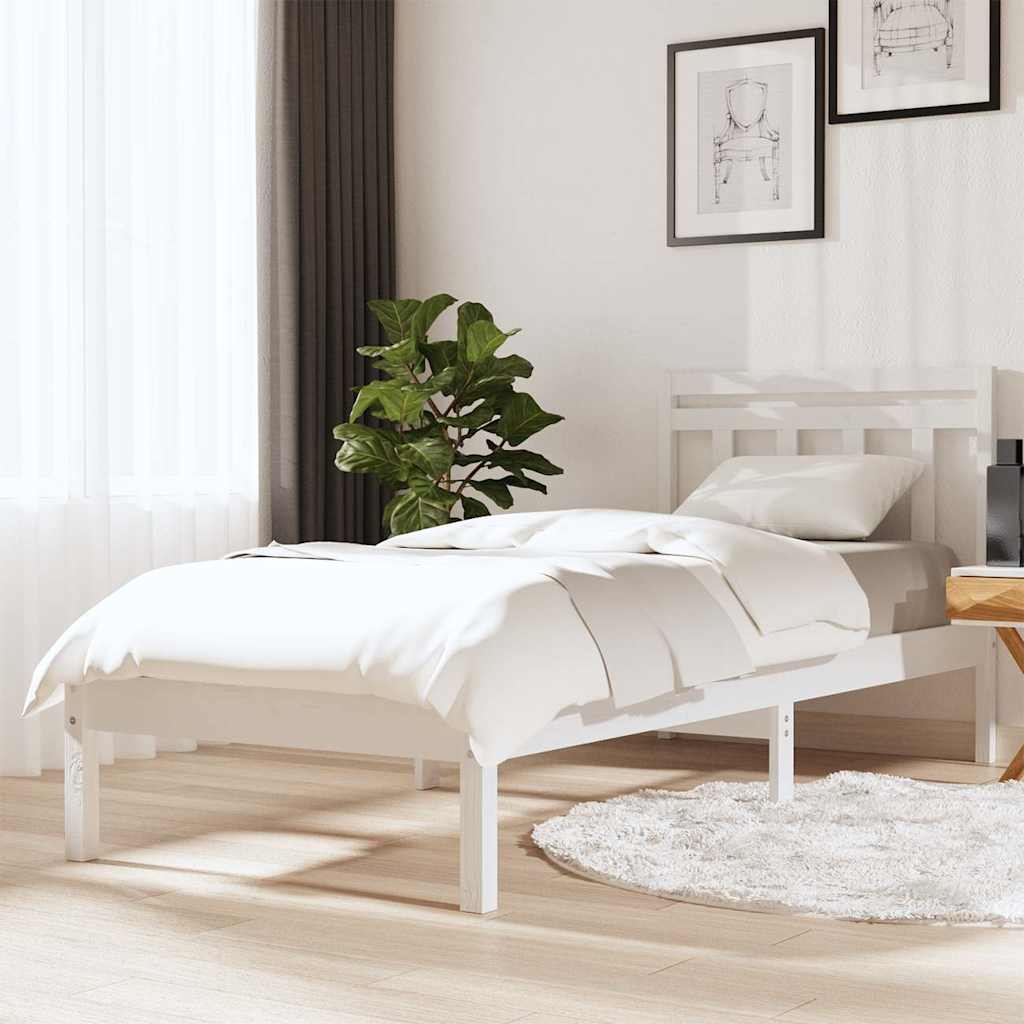 Sängram vit massiv furu 100x200 cm