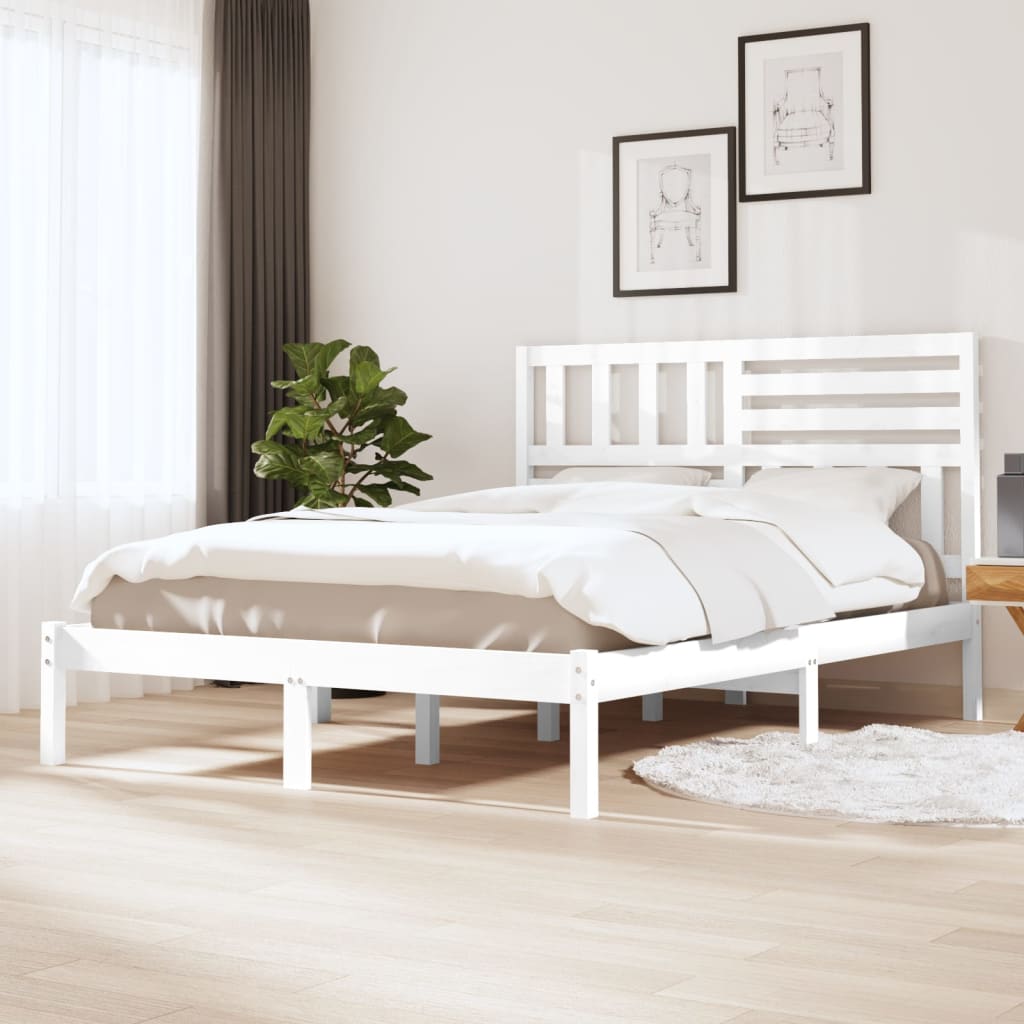 Sängram vit massiv furu 160x200 cm