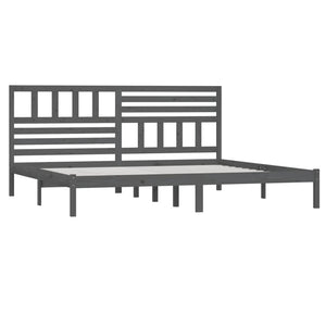 Sängram grå massiv furu 200x200 cm