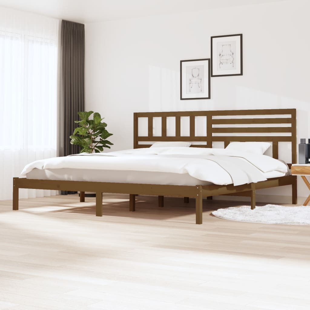 Sängram honungsbrun massiv furu 200x200 cm