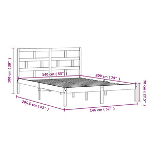 Sängram vit massiv furu 140x200 cm