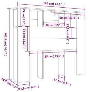 Huvudgavelskåp vit 120x18,5x102,5 cm