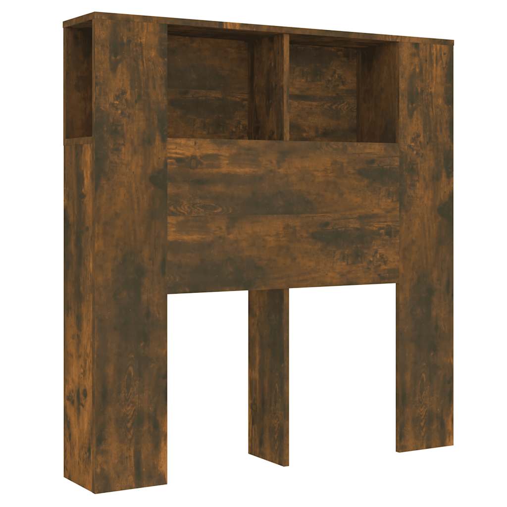 Sänggavel med förvaring rökfärgad ek 100x18,5x102,5 cm