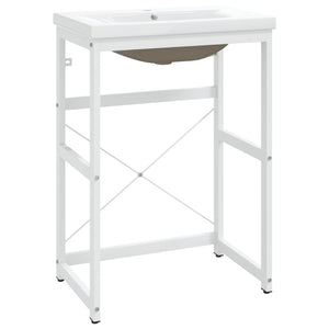 Handfatsställ med inbyggt handfat vit järn