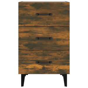 Sängbord rökfärgad ek 40x40x66 cm konstruerat trä