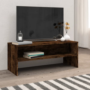 Tv-bänk rökfärgad ek 100x35x40 cm konstruerat trä