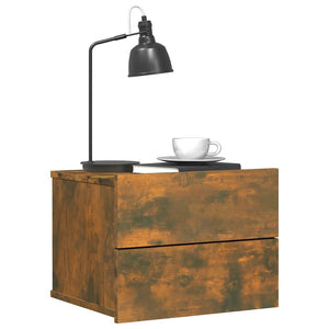 Sängbord rökfärgad ek 40x30x30 cm konstruerat trä