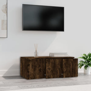 Tv-bänk rökfärgad ek 80x34x30 cm konstruerat trä