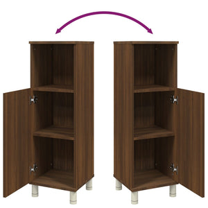 Badrumsskåp brun ek 30x30x95 cm konstruerat trä