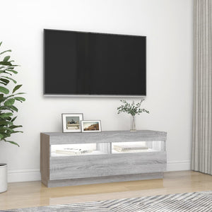 Tv-bänk med LED-belysning grå sonoma 100x35x40 cm