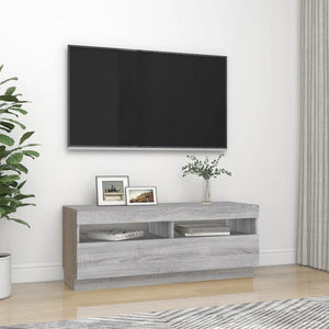 Tv-bänk med LED-belysning grå sonoma 100x35x40 cm
