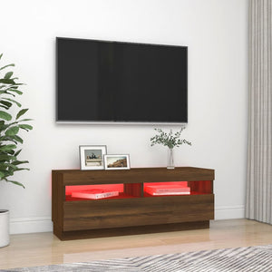 Tv-bänk med LED-belysning brun ek 100x35x40 cm