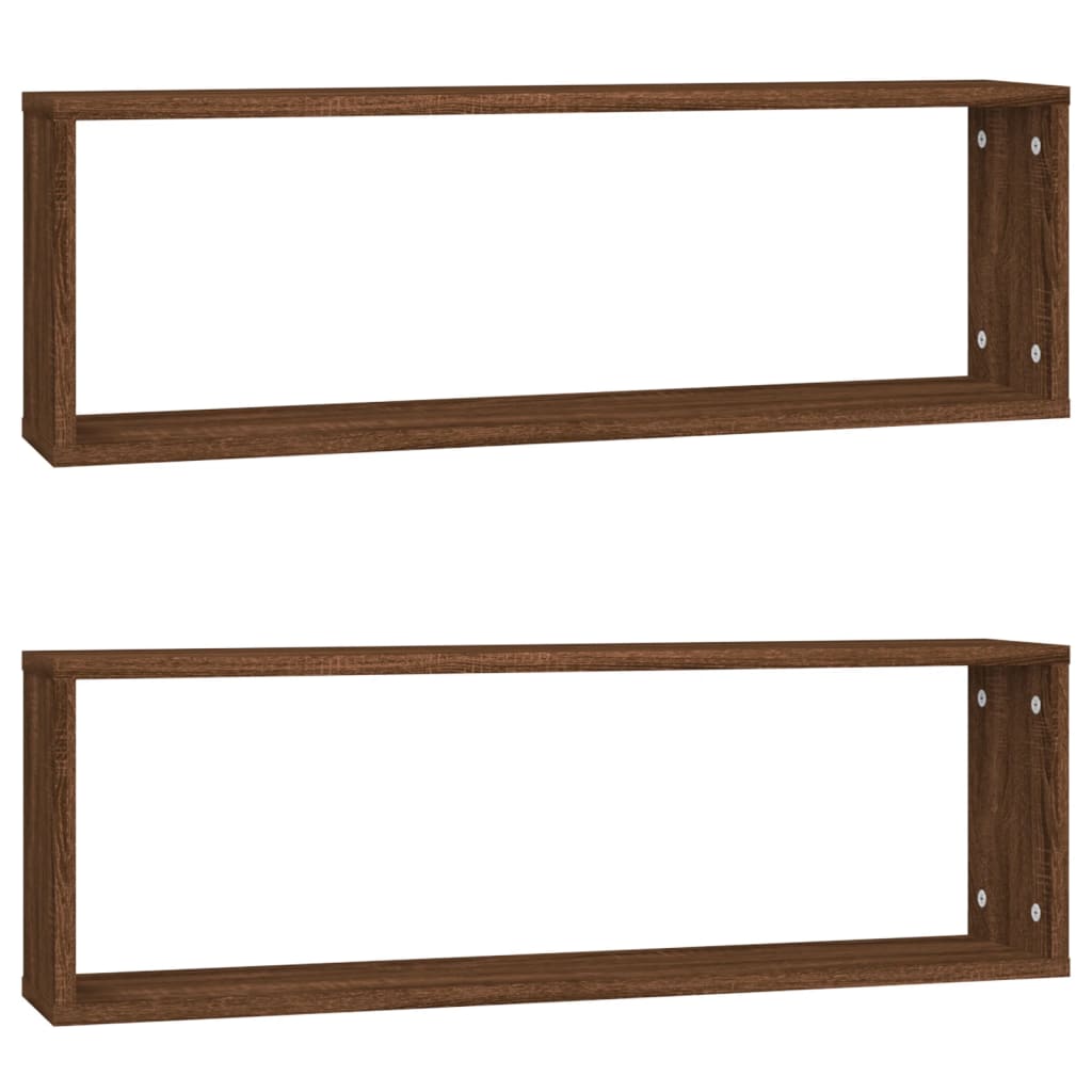 Vägghyllor 2 st brun ek 80x15x26,5 cm konstruerat trä